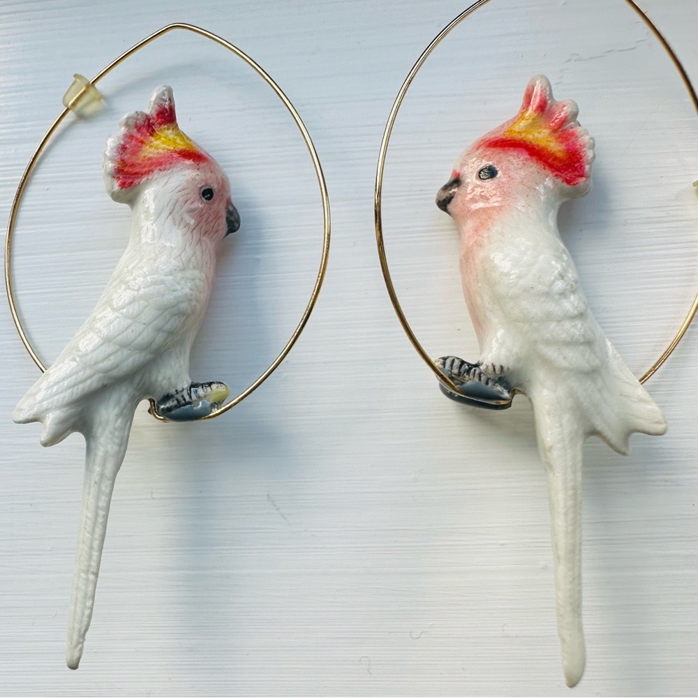Elegant Peach and Orange Bird Earrings